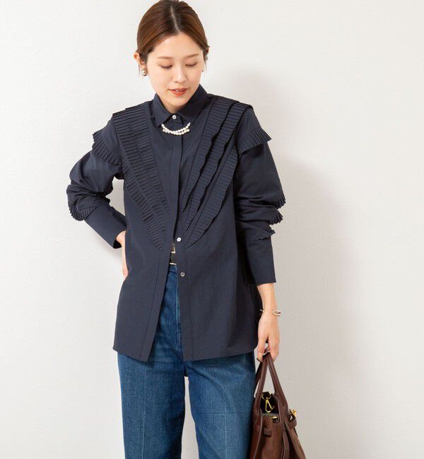 NOLLEY'S「【MARILYN MOON/マリリーンムーン】Vタックフリルブラウス」|シャツ・ブラウス|