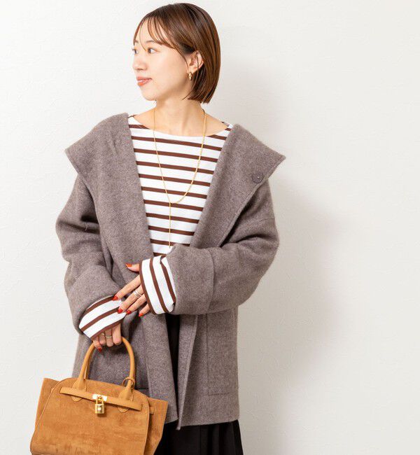 Rie Miller「ハーフ丈フーディー リバー風ニットコート」|その他|