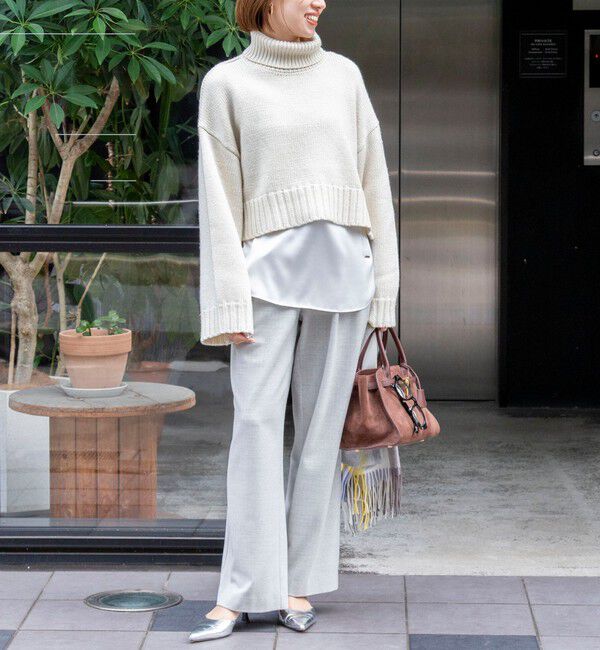 NOLLEY'S sophi「ブライト紡毛サイドジップショート丈タートルネック」|ニット・セーター|