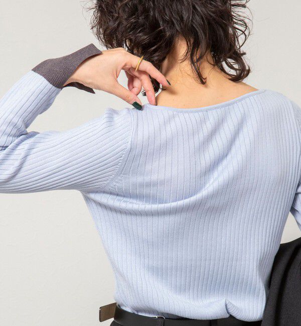 NOLLEY'S sophi「《手洗い可能》ウール混ワイドリブ袖口配色プルオーバー」|ニット・セーター|