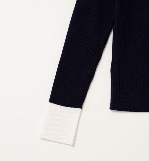 NOLLEY'S sophi「《手洗い可能》ウール混ワイドリブ袖口配色プルオーバー」|ニット・セーター|