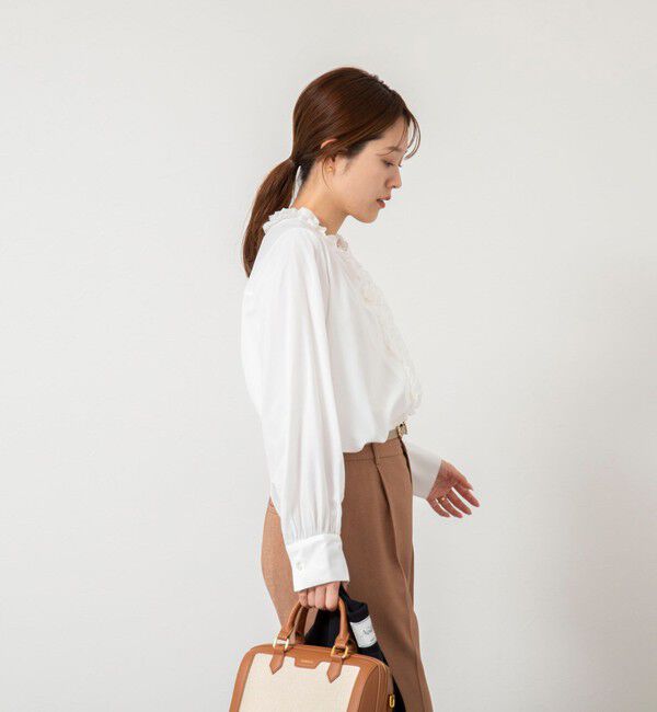 NOLLEY'S「ウォッシャブルフロントフリルVネックブラウス」|シャツ・ブラウス|