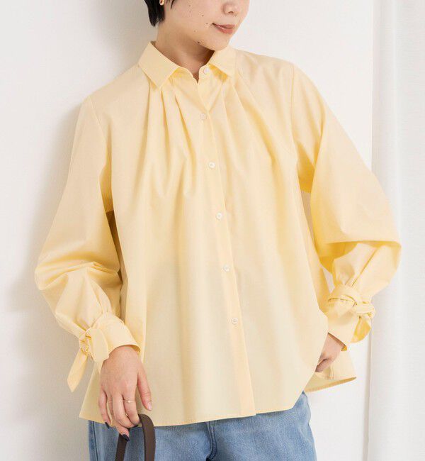 NOLLEY'S「ウォッシャブル袖リボン付きボリュームシャツ」|シャツ・ブラウス|イエロー