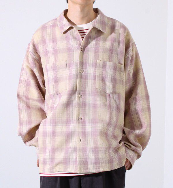 GLOSTER「【残暑にも快適なさらっとシャツ】ワッフルチェック ロングスリーブシャツ オンブレチェック」|シャツ・ブラウス|