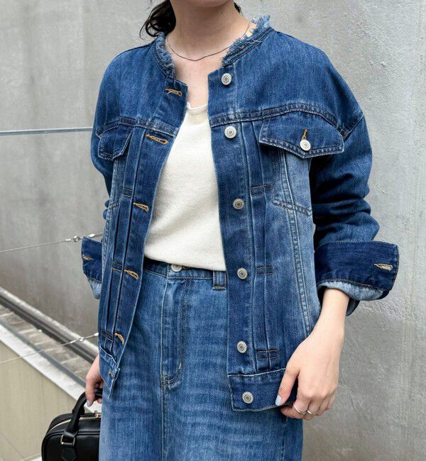 fredy emue「ノーカラーコンパクトデニムジャケット」|デニムジャケット|