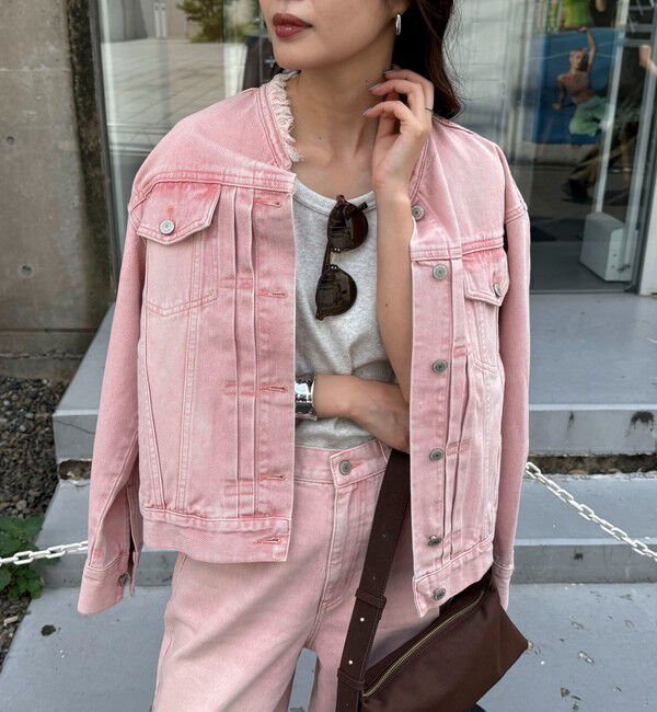 fredy emue「ノーカラーコンパクトデニムジャケット」|デニムジャケット|