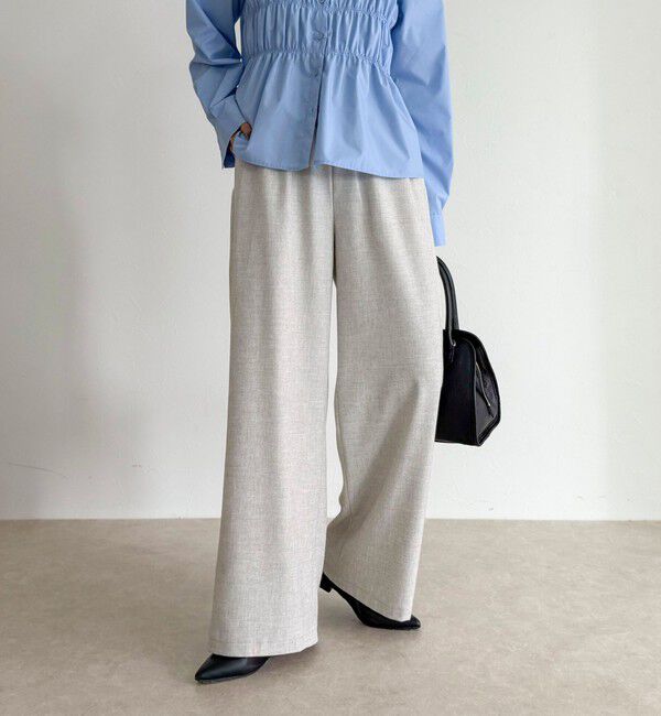 fredy emue「ウールライクイージーセミワイドパンツ」|チノ|