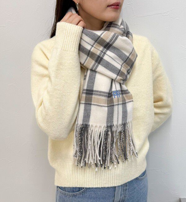 fredy emue「ソフトチェックストール」|ストール|ホワイト系その他