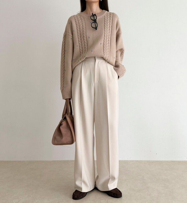 fredy emue「ハート刺繍柄編みニットプルオーバー」|ニット・セーター|