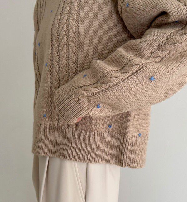 fredy emue「ハート刺繍柄編みニットプルオーバー」|ニット・セーター|