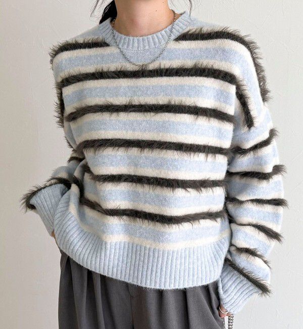 fredy emue「マルチボーダークロップドニットプルオーバー」|ニット・セーター|