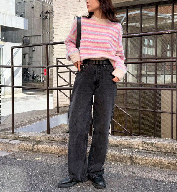 fredy emue「マルチボーダークロップドニットプルオーバー」|ニット・セーター|