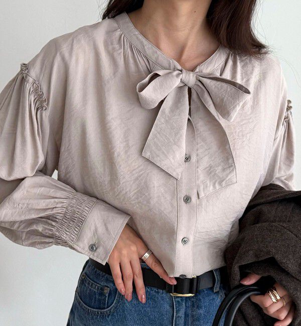 fredy emue「ボウタイギャザーブラウス」|シャツ・ブラウス|