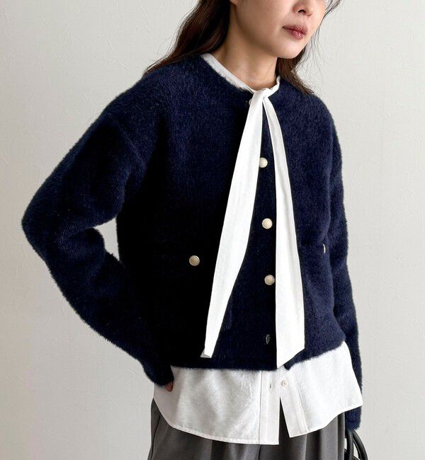 fredy emue「シャギー裏配色ジャケットカーディガン」|カーディガン|