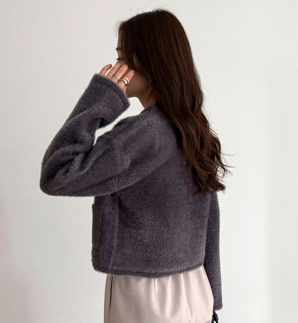 fredy emue「シャギー裏配色ジャケットカーディガン」|カーディガン|