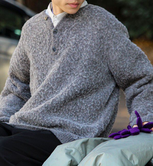 GLOSTER「【モヘアタッチ/ユニセックス対応】ヘンリーネックプルオーバーニット」|ニット・セーター|