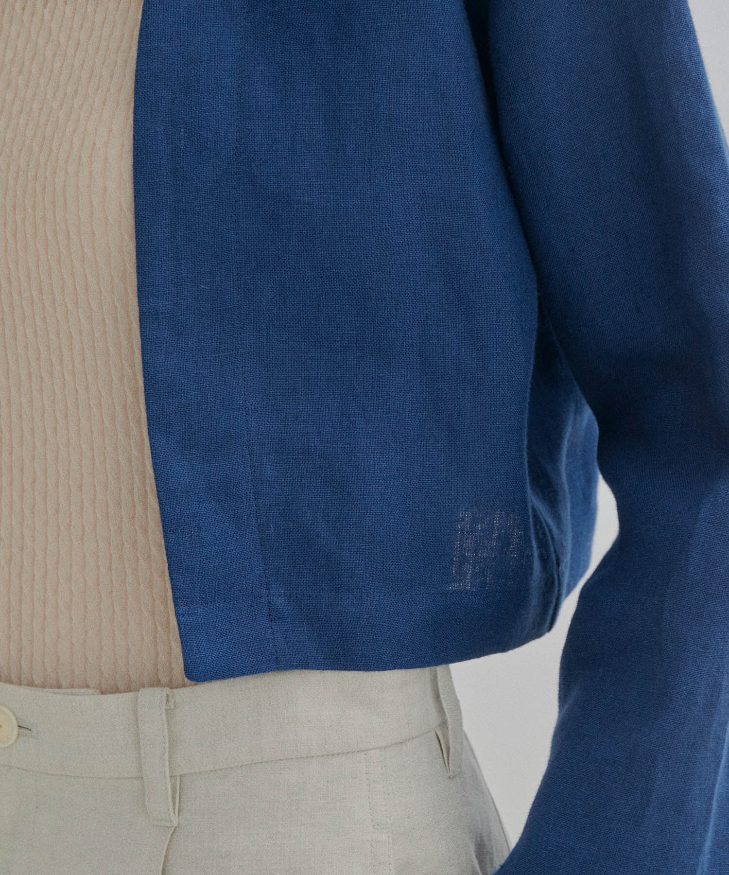 SALON adam et rope'「【Alderney（アルダニー）】ノーカラーブルージャケット」|ノーカラージャケット|