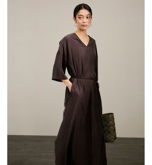 SALON adam et rope'「キュプラツイルVネックワンピース」|ワンピース|