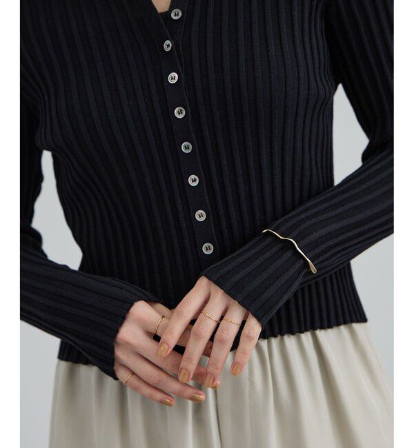 SALON adam et rope'「ワイドリブスキッパークルーネックカーディガン」|カーディガン|