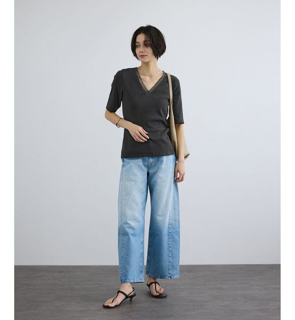 SALON adam et rope'「【Angie La La for SALON】GENTLE intimate レースVネックプルオーバー」|Tシャツ・カットソー|