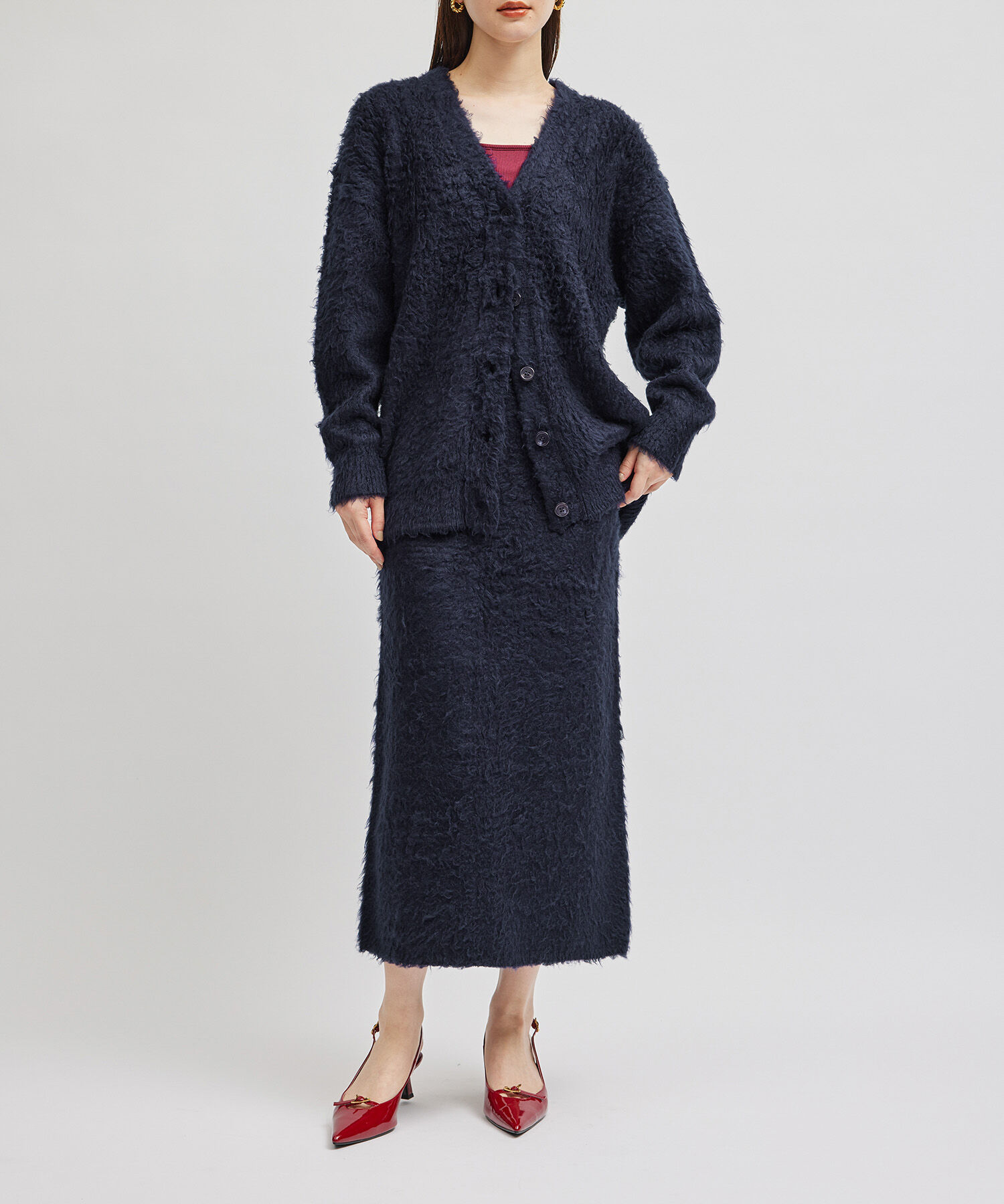 ROPE「シルクシャギーカーディガン/セットアップ対応」|カーディガン|