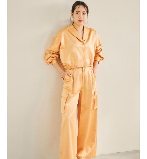 ROPE「【洗える】シャイニーサテンブラウス/セットアップ対応」|シャツ・ブラウス|