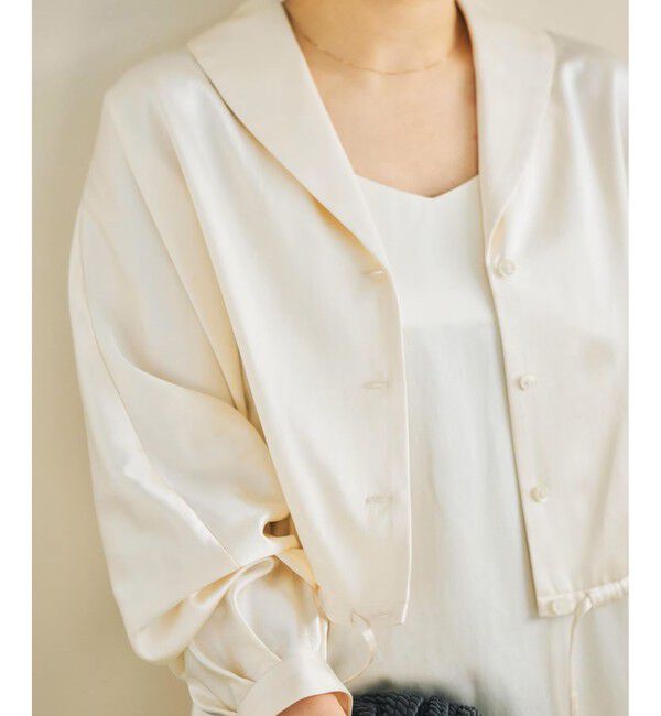 ROPE「【洗える】シャイニーサテンブラウス/セットアップ対応」|シャツ・ブラウス|