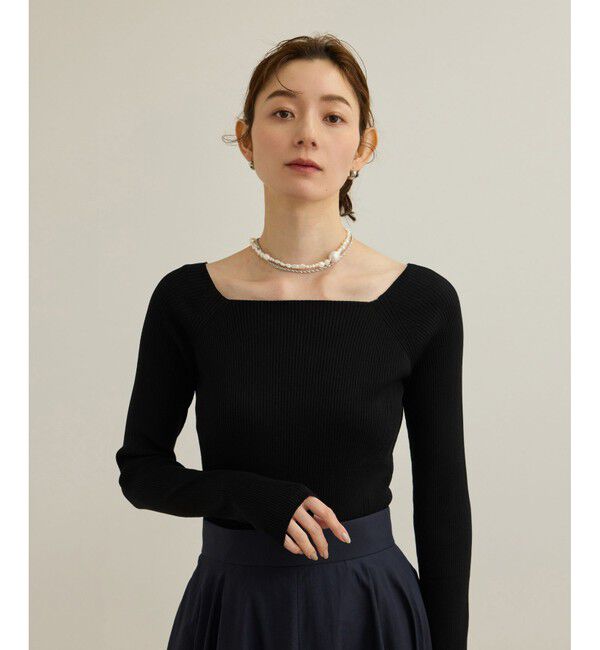 ROPE「【洗える】ワイドリブスクエアネックニット」|ニット・セーター|