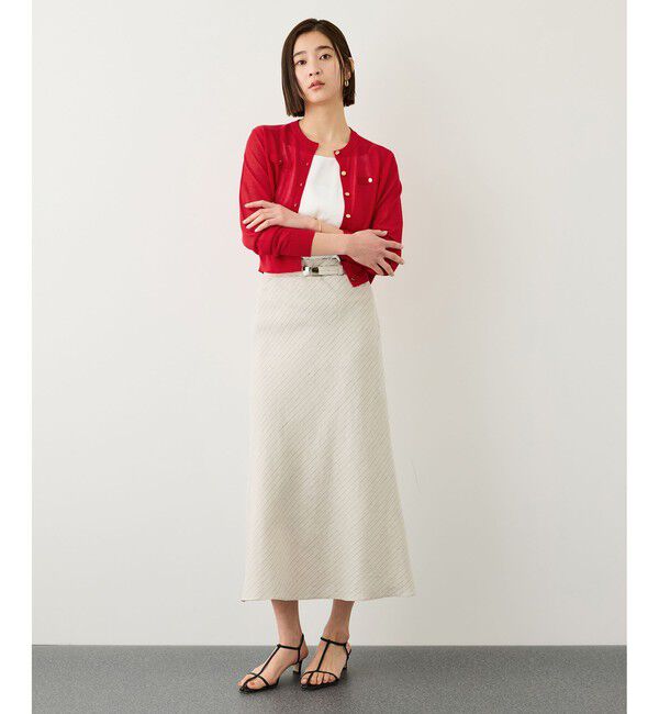 ROPE「LEVITA 金ボタンクルーネックシアーカーディガン/接触冷感・イージーケア」|カーディガン|