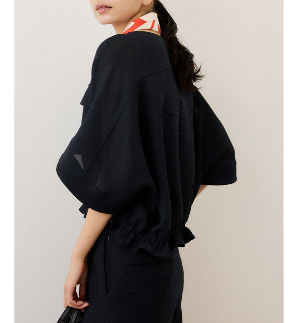 ROPE「カラミ織りドルマンスリーブショートブルゾン/セットアップ対応・イージーケア」|ブルゾン・スタジャン|