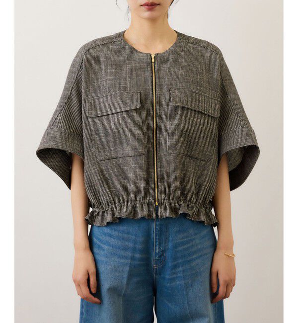ROPE「カラミ織りドルマンスリーブショートブルゾン/セットアップ対応・イージーケア」|ブルゾン・スタジャン|