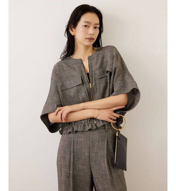 ROPE「カラミ織りドルマンスリーブショートブルゾン/セットアップ対応・イージーケア」|ブルゾン・スタジャン|