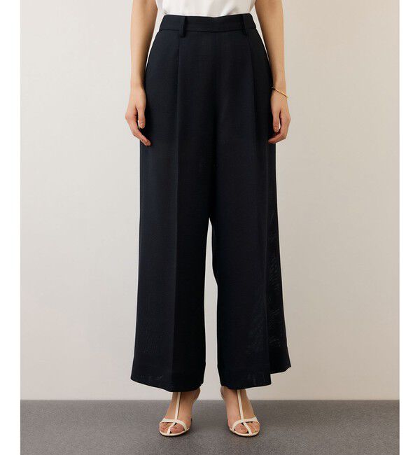 ROPE「カラミ織りワンタックワイドパンツ/セットアップ対応・イージーケア」|チノ|