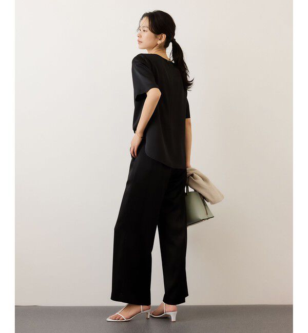 ROPE「ドレープサテンティーブラウス/セットアップ対応・イージーケア」|シャツ・ブラウス|