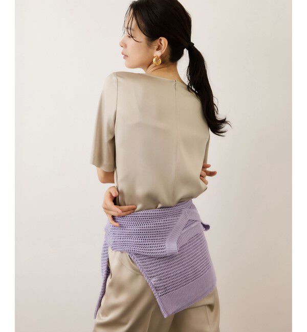 ROPE「ドレープサテンティーブラウス/セットアップ対応・イージーケア」|シャツ・ブラウス|