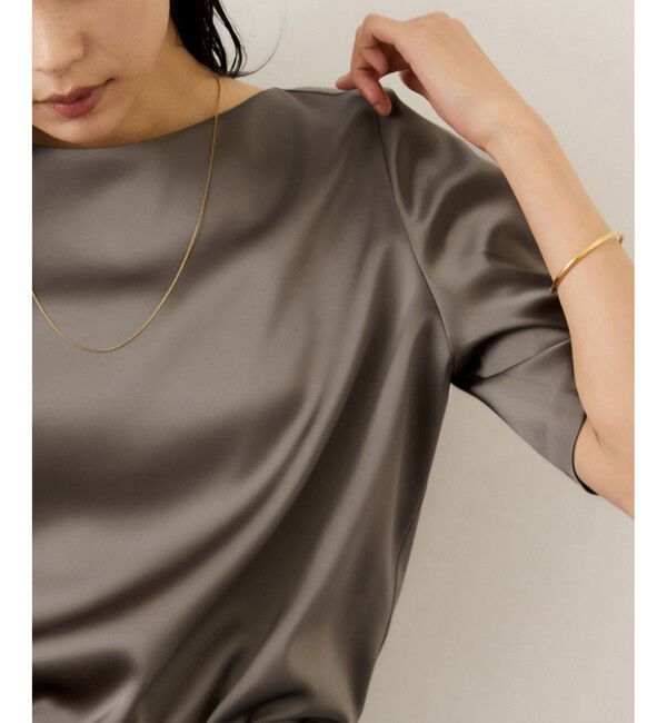 ROPE「ドレープサテンティーブラウス/セットアップ対応・イージーケア」|シャツ・ブラウス|