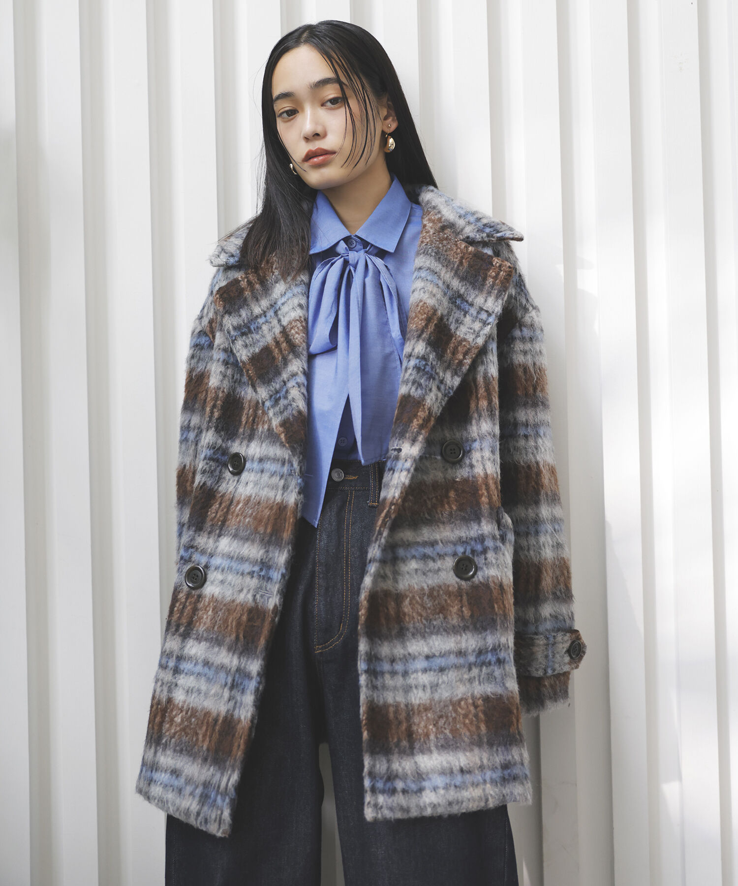 VIS「シャギーミディ丈Pコート」|ピーコート|