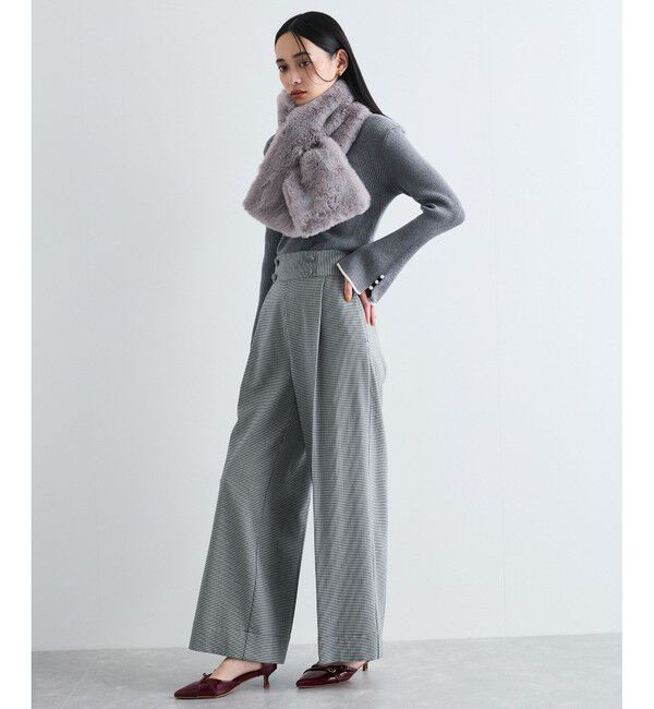 VIS「【美warm】ストレッチ釦付きワイドパンツ/スラックス【アンチピリング/防シワ/洗える】」|チノ|