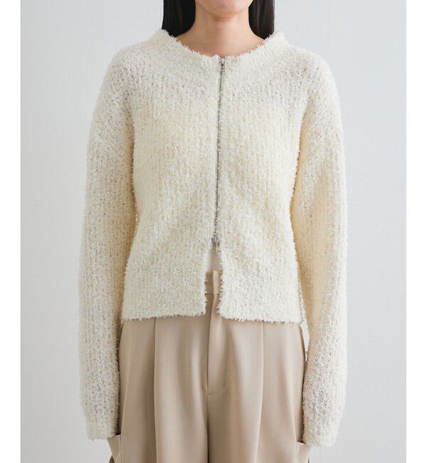 VIS「リボンヤーンジップリブネックカーディガン」|カーディガン|