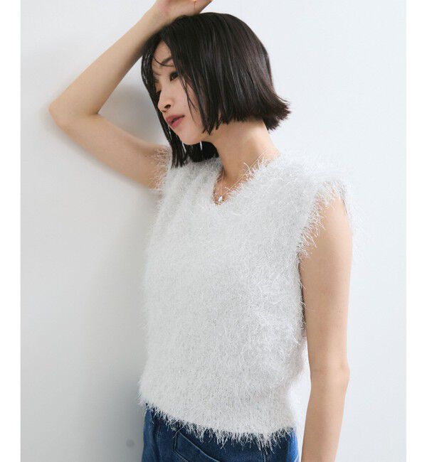 VIS「【WEB限定サイズ:MT/着丈が選べる】【洗える】フェザーヤーンニットベスト」|ニット・セーター|