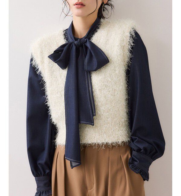 VIS「【WEB限定サイズ:MT/着丈が選べる】【洗える】フェザーヤーンニットベスト」|ニット・セーター|