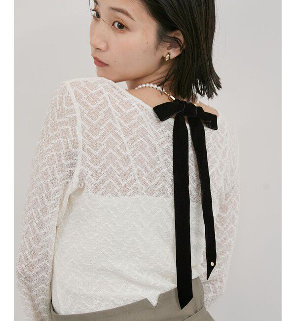 VIS「ベロアリボンガラスパールネックレス」|ネックレス|