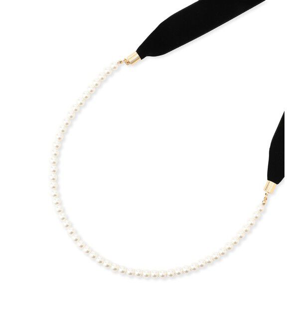 VIS「ベロアリボンガラスパールネックレス」|ネックレス|