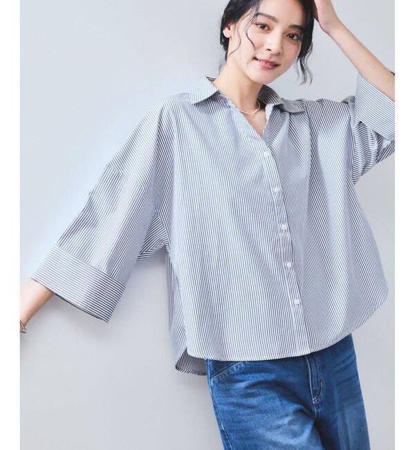 VIS「【WEB限定】スキッパーワイドスリーブシャツ/通勤対応」|シャツ・ブラウス|