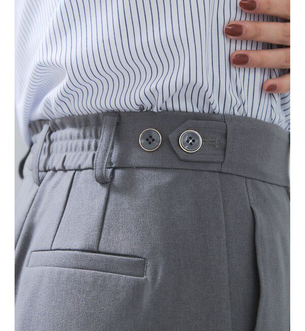 VIS「【美easy】ウーリッシュワンタックワイドパンツ【セットアップ対応/洗える】」|スラックス|