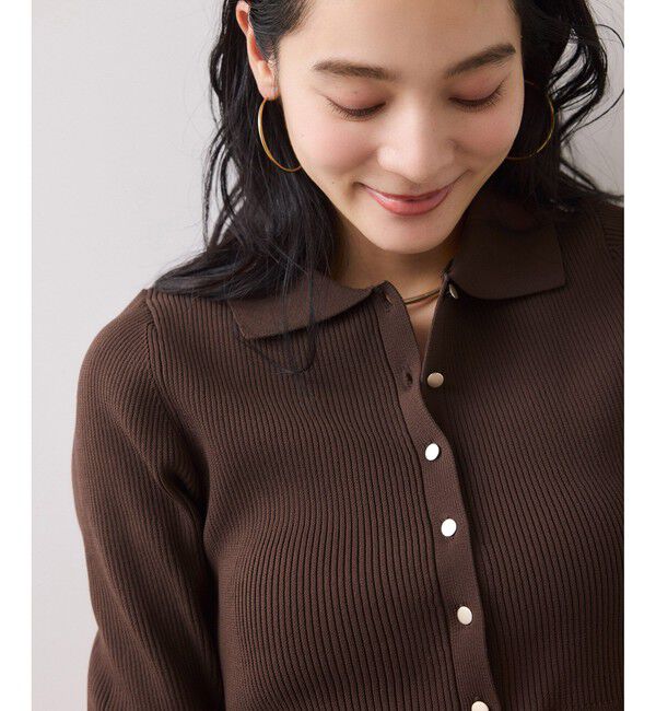 VIS「【洗える】襟付きペプラムカーディガン」|カーディガン|