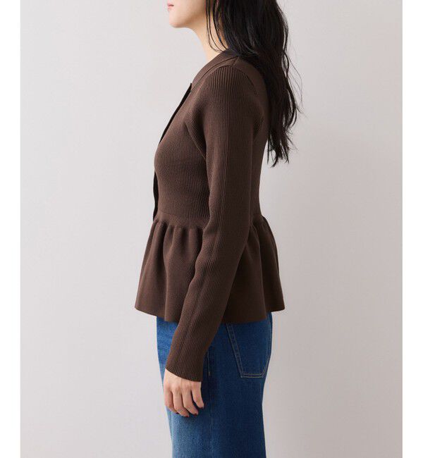 VIS「【洗える】襟付きペプラムカーディガン」|カーディガン|
