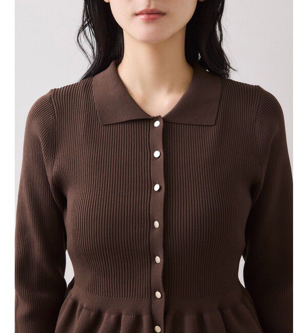 VIS「【洗える】襟付きペプラムカーディガン」|カーディガン|