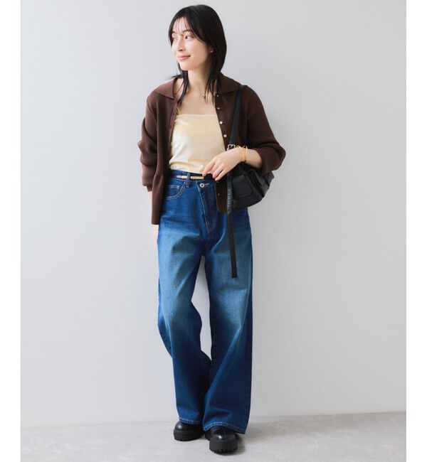 VIS「【洗える】襟付きペプラムカーディガン」|カーディガン|