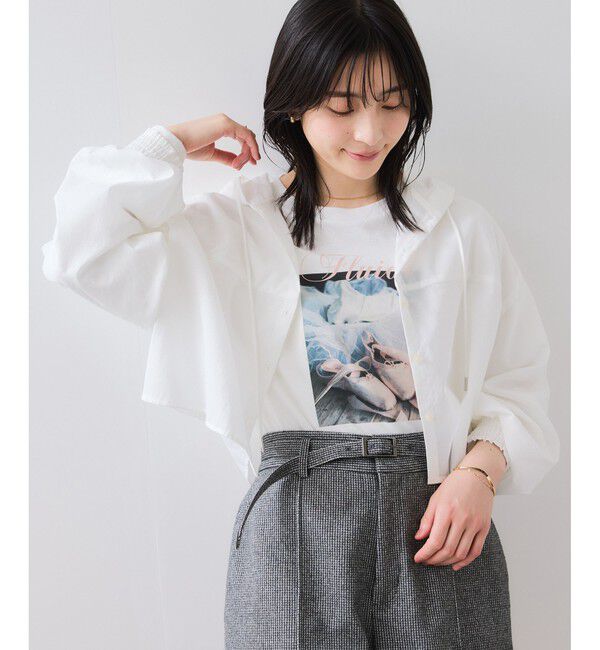 VIS「フード付きクロップドシアーシャツ」|シャツ・ブラウス|